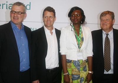 (L-r): Steven Cohen, managing director, Sage Pastel Accounting, Anton Van Heerden, managing director, Sage HR Africa, Damilola Ajibade (Mrs), sales executive West Africa and Jeremy Waterman, managing director, Sage ERP Africa, during the official  launch of Sage Software Nigeria Ltd, at the wekend